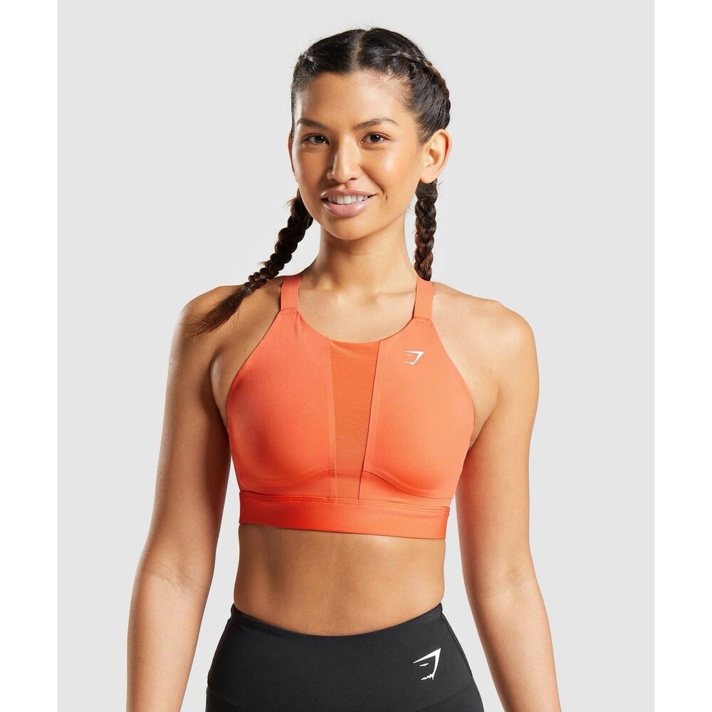 Gymshark Mesh Neckline Sports Bra in Papaya Orange Size XS EUC!!